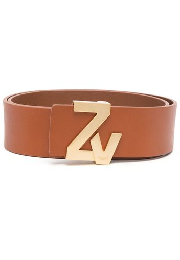 Zadig&Voltaire logo-plaque leather belt - Braun
