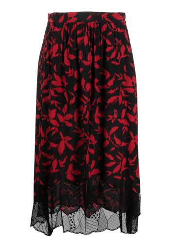 Zadig&Voltaire Joslin leaf-print midi skirt - Schwarz