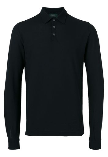 Zanone Poloshirt mit langen Ärmeln - Blau