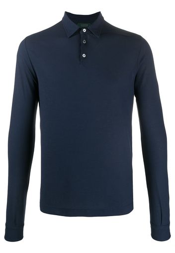 Zanone Langärmeliges Poloshirt - Blau