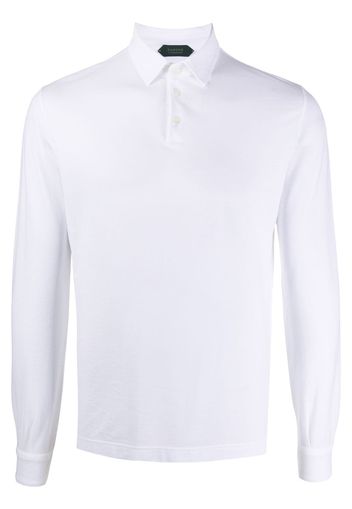 Zanone Langärmeliges Poloshirt - Weiß