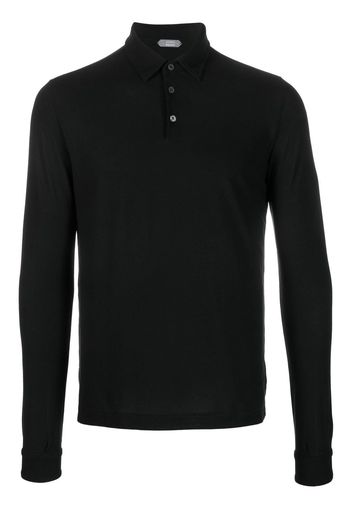 Zanone long-sleeved cotton polo shirt - Schwarz