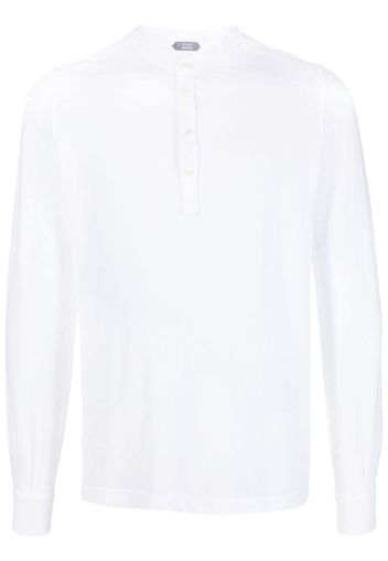 Zanone collarless long-sleeve polo shirt - Weiß