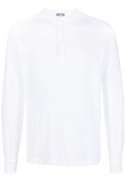 Zanone collarless long-sleeve polo shirt - Weiß