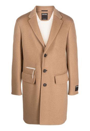 Zegna zip-pocket single-breasted coat - Braun