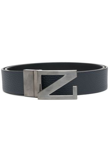 Zegna logo-buckle leather belt - Blau