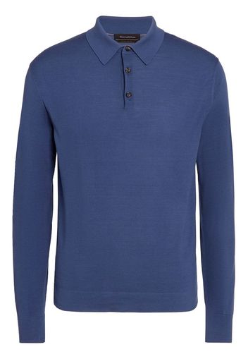 Zegna long-sleeved polo shirt - Blau