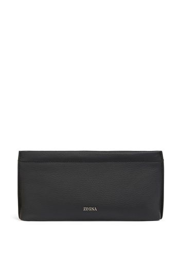 Zegna logo-lettering mini standing clutch - Schwarz