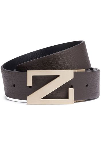 Zegna grained leather reversible belt - Braun