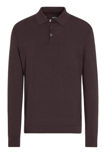 Zegna long-sleeved polo shirt - Braun