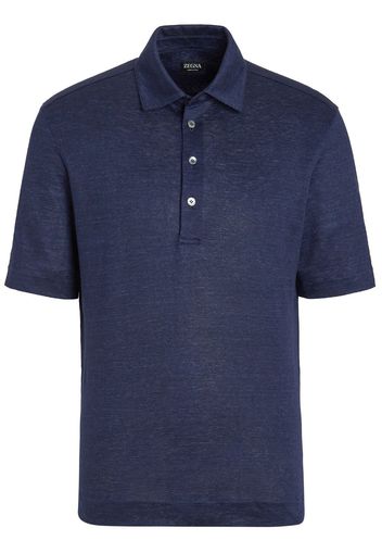 Zegna short-sleeve linen polo shirt - Blau