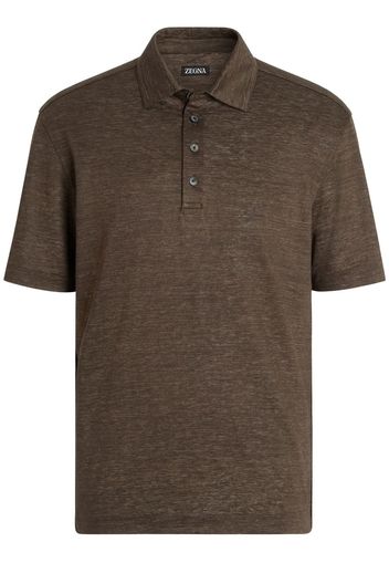 Zegna Poloshirt aus Leinen - Braun