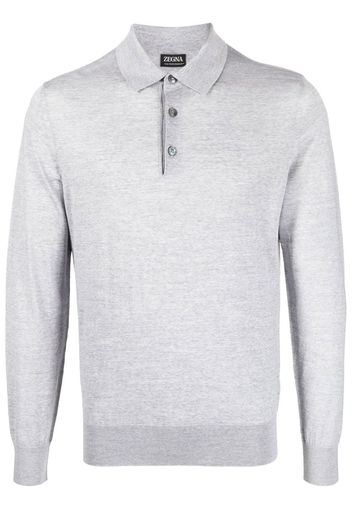 Zegna long-sleeve wool polo shirt - Grau