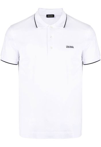 Zegna embroidered-logo polo shirt - Weiß