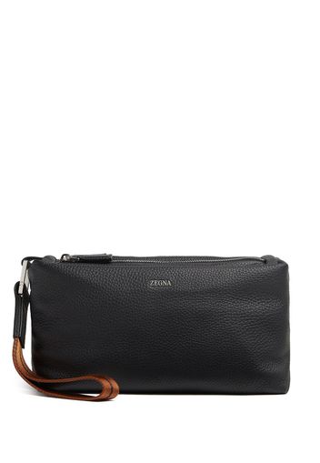 Zegna Clutch mit Logo-Schild - Schwarz