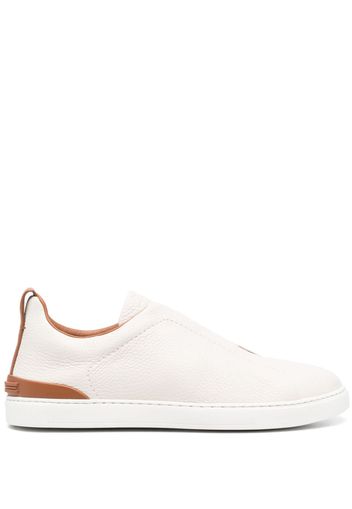 Zegna Triple Stitch pebbled leather sneakers - Nude