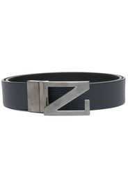 Zegna logo-buckle leather belt - Blau