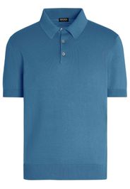 Zegna Fein gestricktes Poloshirt - Blau