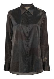 Ziggy Chen abstract-print satin shirt - Grau