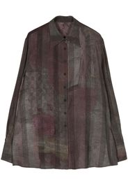 Ziggy Chen striped asymmetric design shirt - Grau