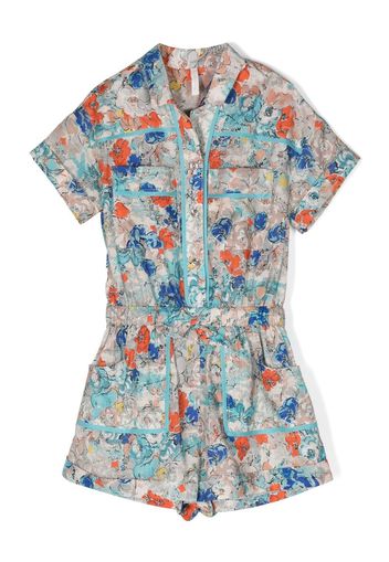 ZIMMERMANN Kids floral-print playsuit - Blau