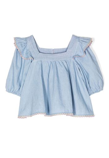 ZIMMERMANN Kids Halcyon smocked denim blouse - Blau