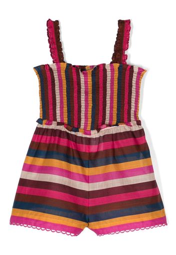 ZIMMERMANN Kids Ginger striped shirred cotton playsuit - Rosa