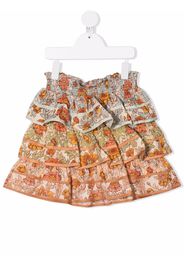 ZIMMERMANN KIDS floral-print ruffled skirt - Blau