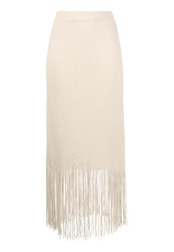 ZIMMERMANN fringe-detail high-waisted skirt - Nude