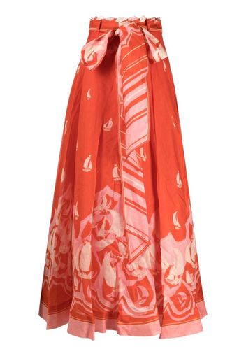 ZIMMERMANN nautical print tie-waist skirt - Rot