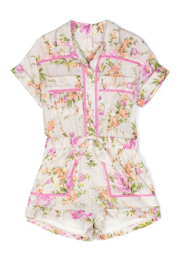 ZIMMERMANN Halcyon floral-print playsuit - Nude