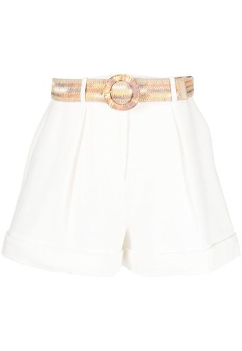 ZIMMERMANN belted pleated cotton shorts - Weiß