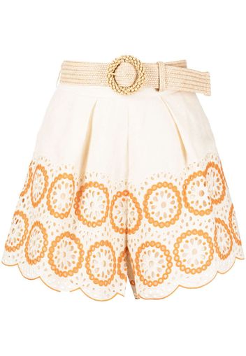 ZIMMERMANN broderie-anglaise linen short shorts - Orange