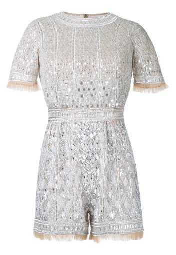 Zuhair Murad Kurzärmeliger Playsuit mit Verzierung - Metallisch