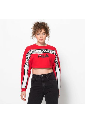 Lucie Crop Raw Hem Sweatshirt red