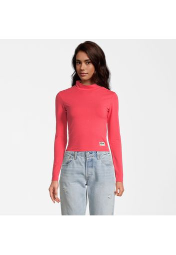 Tarsia Cropped Turtle Neck Long Sleeve Shirt teaberry