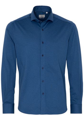 Eterna langarm hemd modern fit soft tailoring jersey blau meliert unifarben