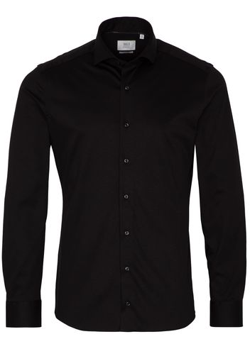 Eterna langarm hemd slim fit soft tailoring jersey schwarz unifarben