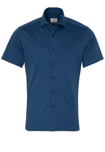 Eterna kurzarm hemd slim fit soft tailoring jersey blau unifarben