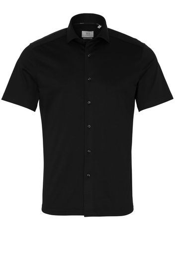 Eterna kurzarm hemd slim fit soft tailoring jersey schwarz unifarben