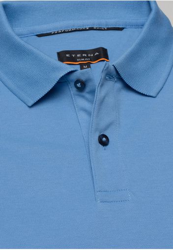 Eterna kurzarm poloshirt slim fit performance shirt jersey blau unifarben