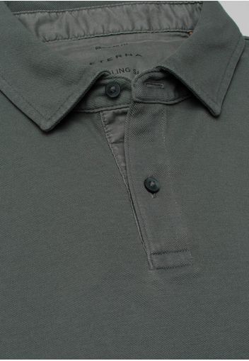 Eterna kurzarm poloshirt regular fit upcycling shirt piquée grau unifarben