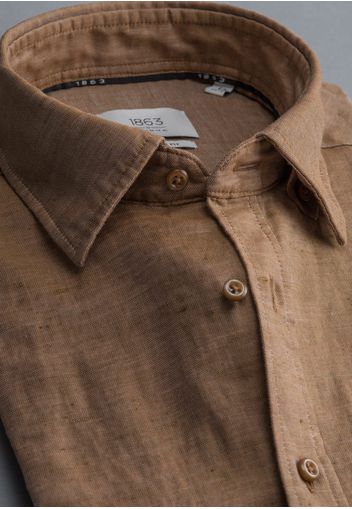 Eterna langarm hemd modern fit soft tailoring twill sand unifarben