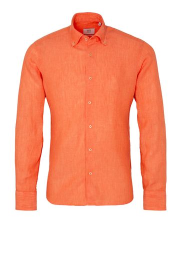 Eterna langarm hemd slim fit soft tailoring leinen orange unifarben