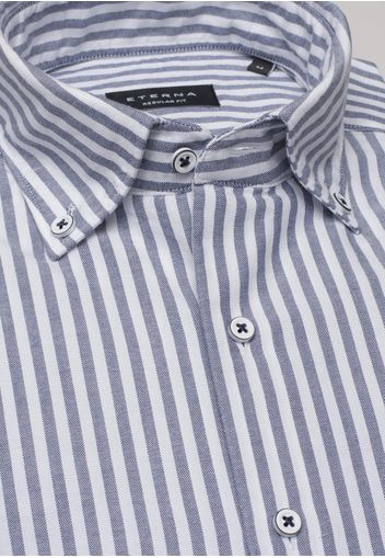 Eterna langarm hemd regular fit upcycling shirt oxford blau gestreift