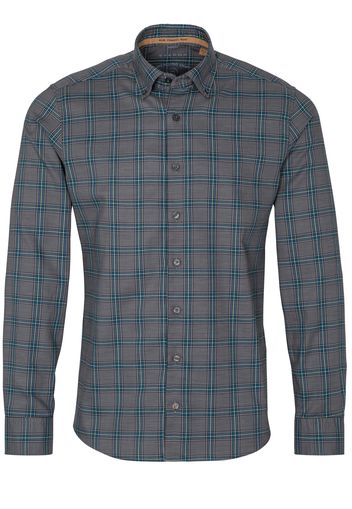 Eterna langarm hemd slim fit upcycling shirt oxford anthrazit kariert