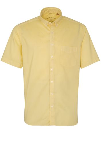 Eterna kurzarm hemd regular fit upcycling shirt oxford vanillegelb unifarben