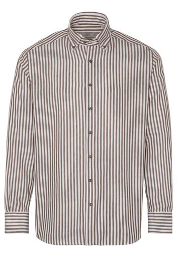 Eterna langarm hemd comfort fit soft tailoring twill braun/weiss gestreift