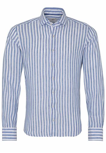 Eterna langarm hemd slim fit soft tailoring leinwandgewebe blau/weiss gestreift