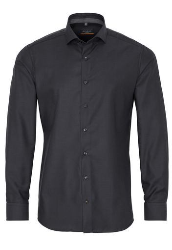 Eterna langarm hemd slim fit twill anthrazit strukturiert